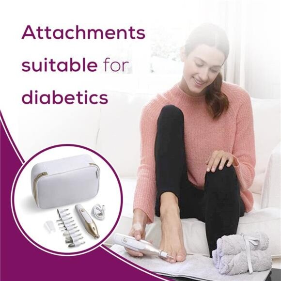 Nail Drill Kit, Cordless Electric Nail File with 10 Attachments and LED Light - Picture 6 of 7